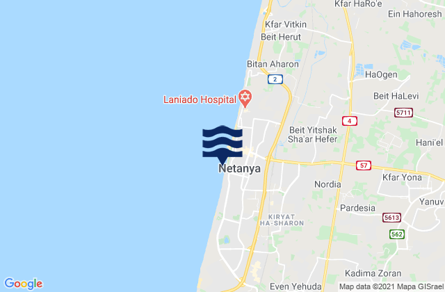 Mappa delle maree di Ẕur Moshe, Israel