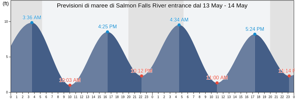 Maree di Salmon Falls River entrance, Strafford County, New Hampshire, United States