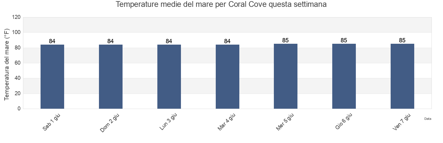 Temperature del mare per Coral Cove, Sarasota County, Florida, United States questa settimana