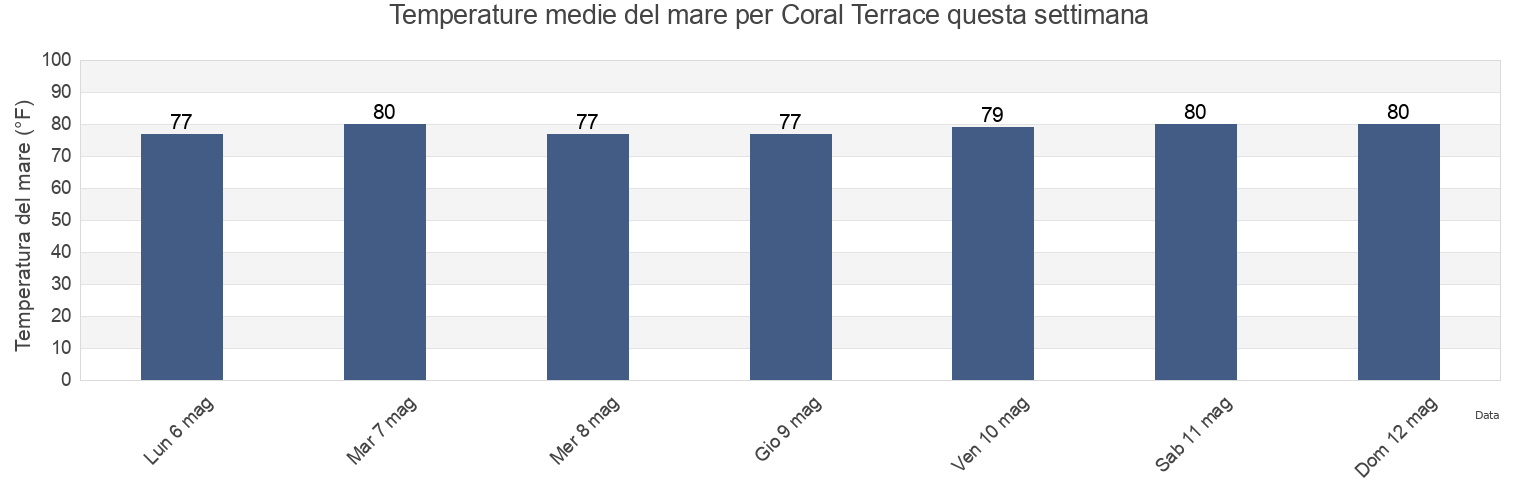 Temperature del mare per Coral Terrace, Miami-Dade County, Florida, United States questa settimana