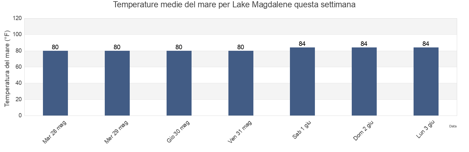 Temperature del mare per Lake Magdalene, Hillsborough County, Florida, United States questa settimana