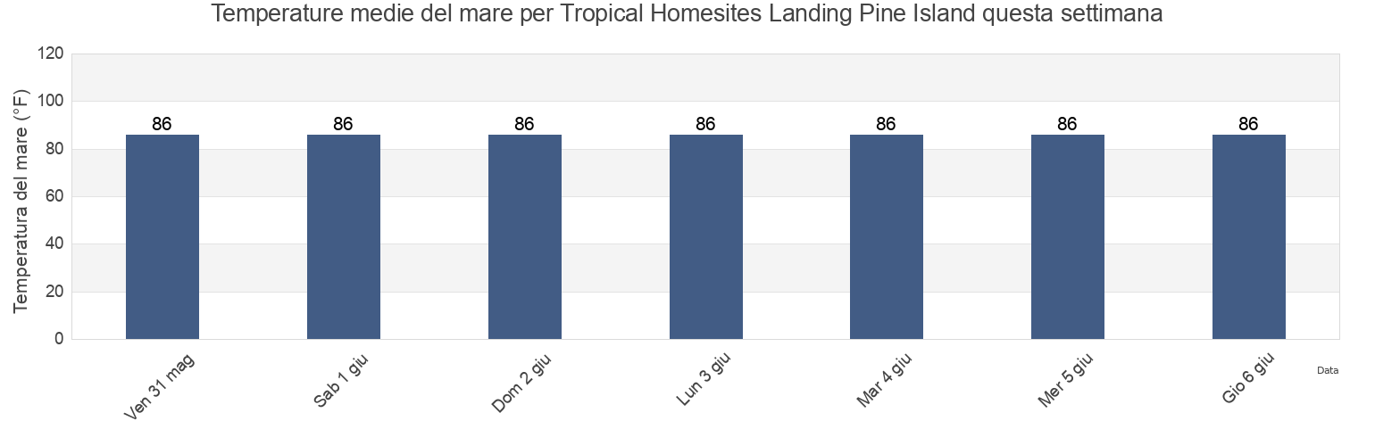Temperature del mare per Tropical Homesites Landing Pine Island, Lee County, Florida, United States questa settimana