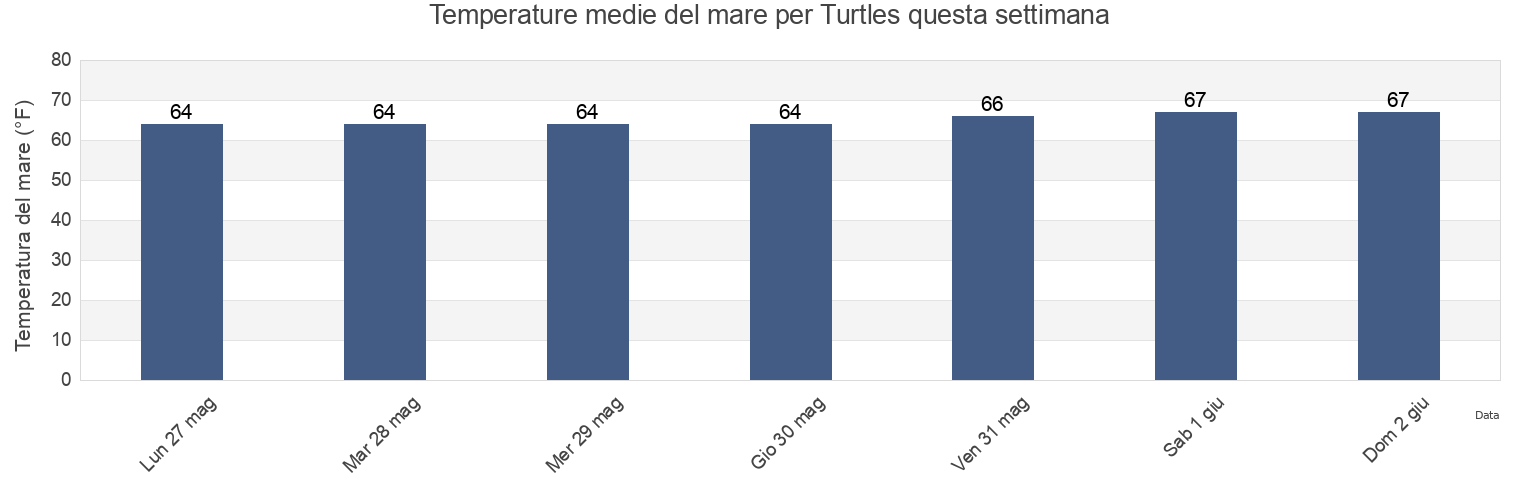 Temperature del mare per Turtles, New York County, New York, United States questa settimana